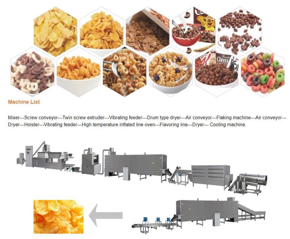 Ăn sáng Cereal Bar / Corn Flakes dây chuyền sản xuất với tiêu chuẩn CE