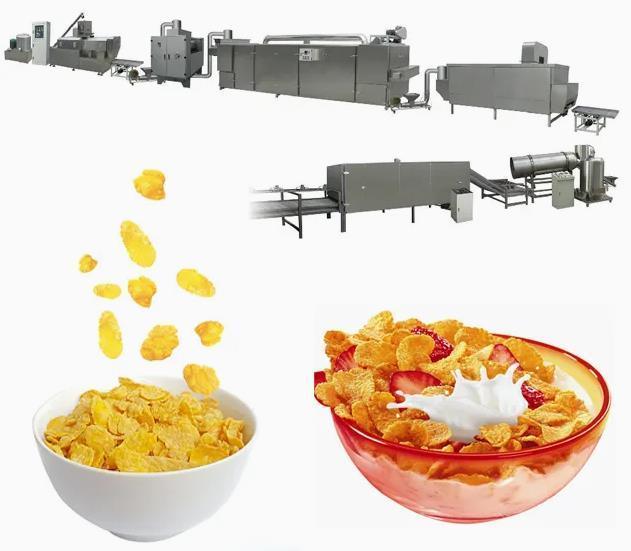 Thiết bị Ngũ cốc Ăn sáng Bắp Flakes 330kw Máy sấy Bắp Flakes 45x5x3m