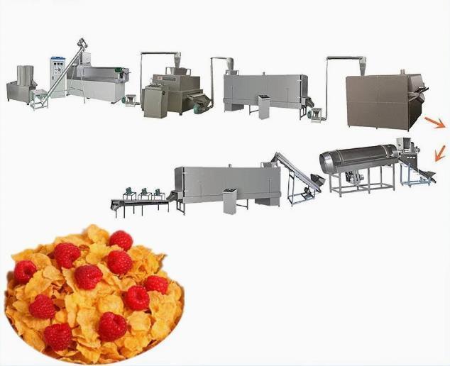 Dây chuyền chế biến Bột ngũ cốc ăn sáng Kellogg rang 200-500kg, Máy đùn thực phẩm ăn nhẹ