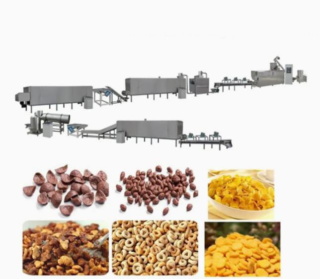 Dây chuyền sản xuất ngũ cốc ăn sáng Corn Flakes tự động liên tục Máy phồng